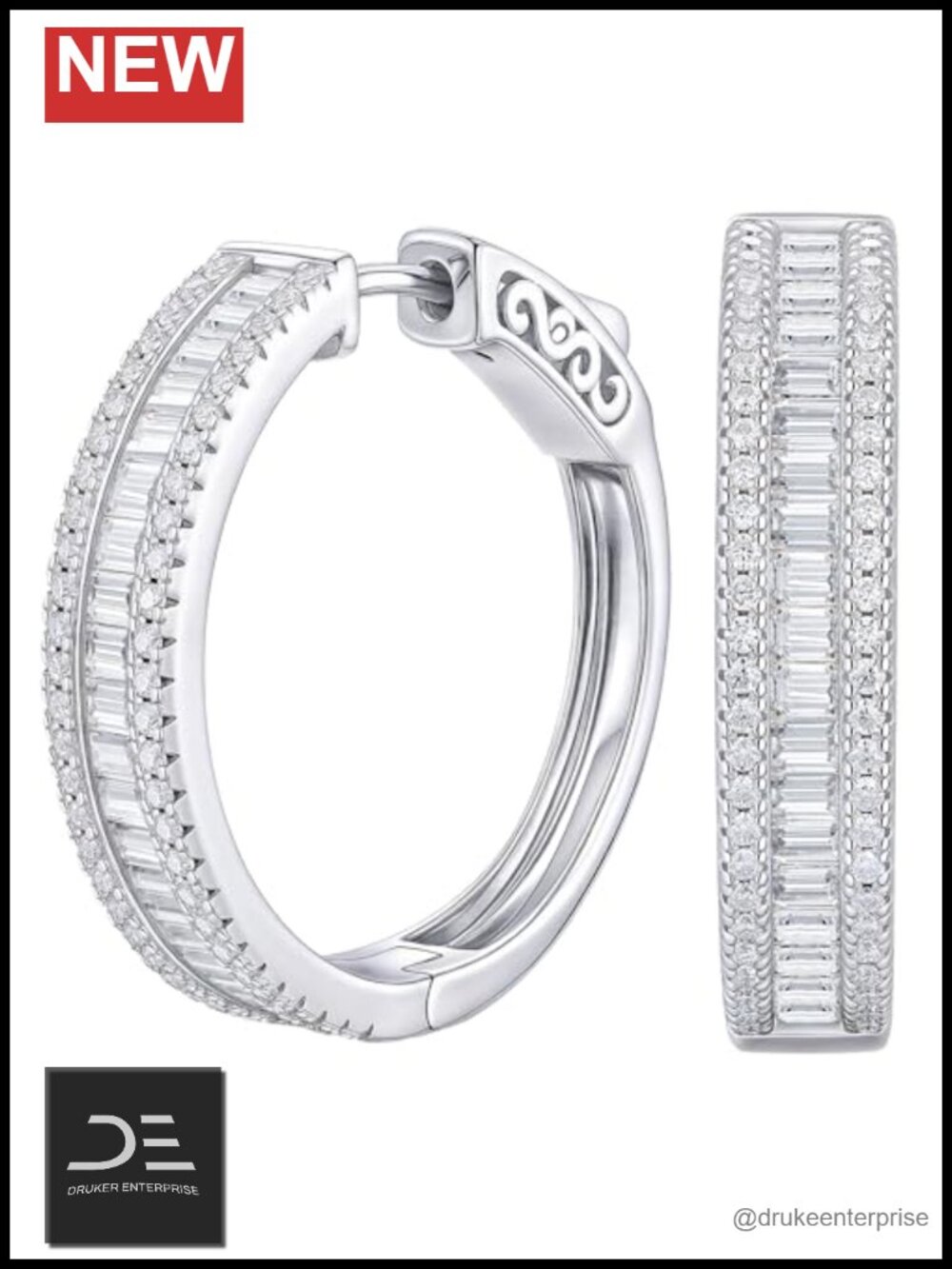 Moissanite Hoop Earrings 2cttw 925 Sterling Silver Pave